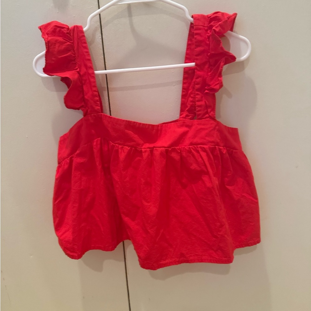 Red Ruffled Women's Tank Top - Picture 4 of 4